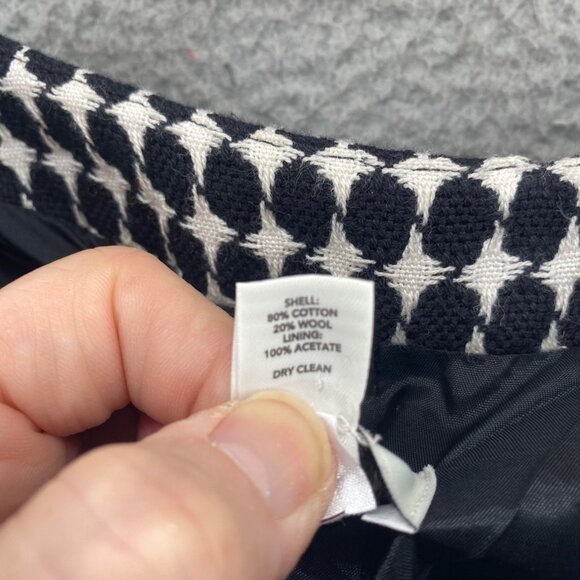 LOFT Jacket Womens 12 Black White Pattern Wool Blend Short Sleeve Cropped Button - Picture 6 of 9